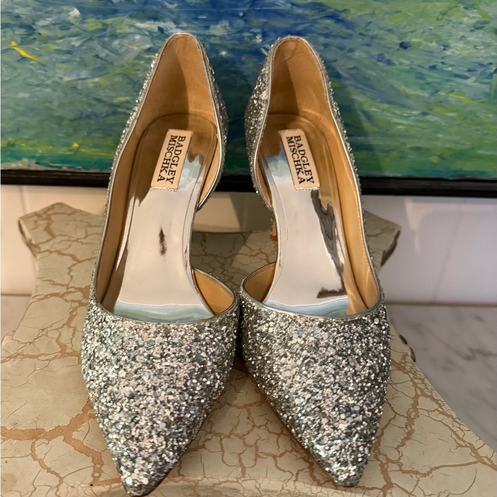 Badgley Mischka Sparkling Silver Heels